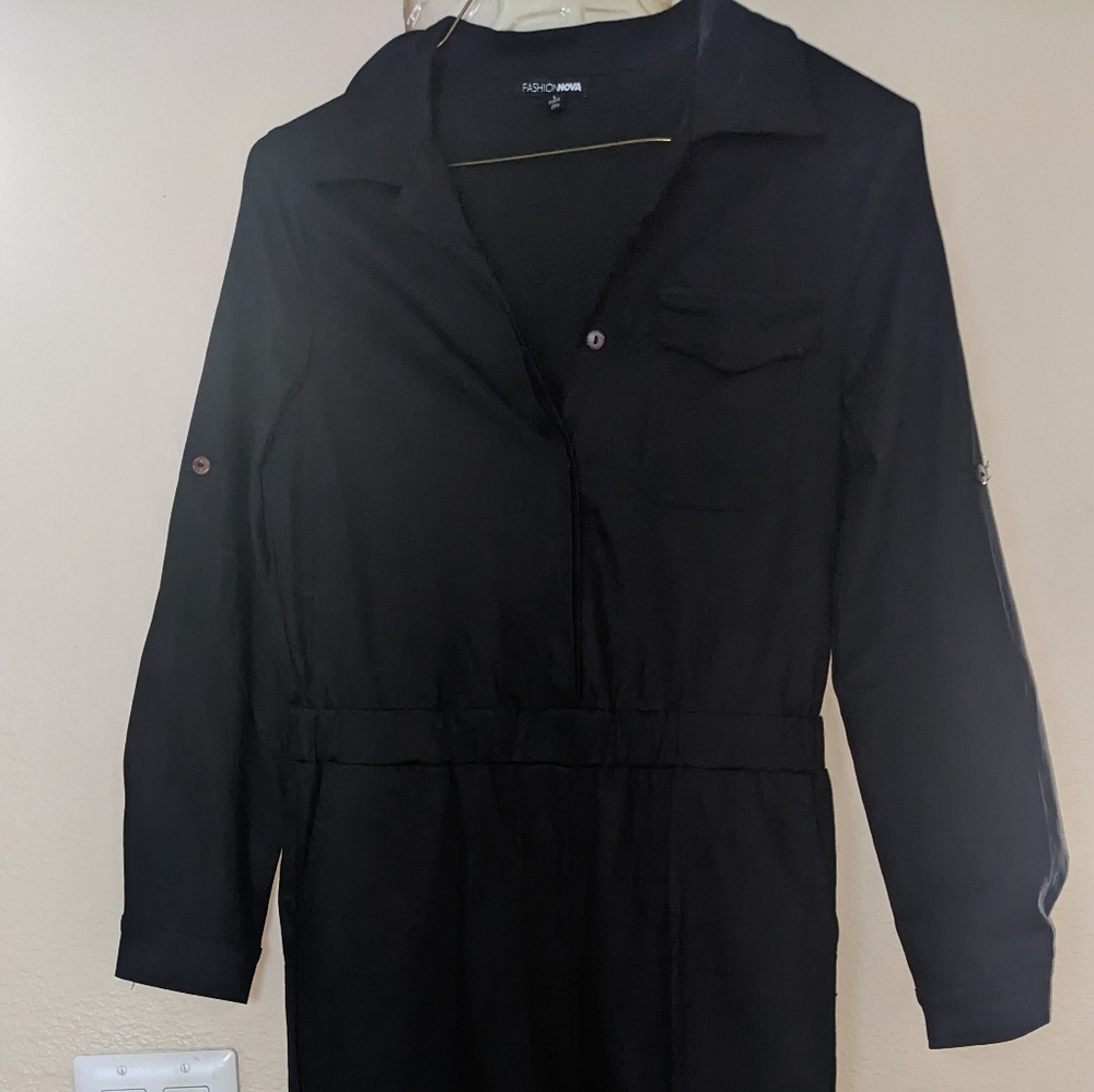 Black one piece Aviator Jumpsuit